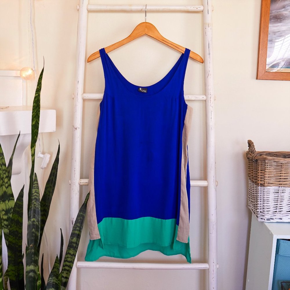 Sparkle & Fade Blue Color Block Shift Dress - image 1